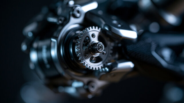 Close-Up of Precision Metallic Gear Mechanism in Robotics