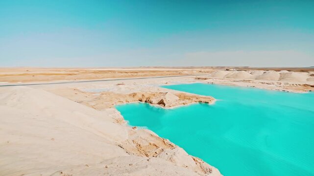 Siwa Oasis Egypt Salt Lake . Natural Salt water lake in desert. Oasis in Siwa, Egypt. Tourism spot in Egypt. Blue deep hole