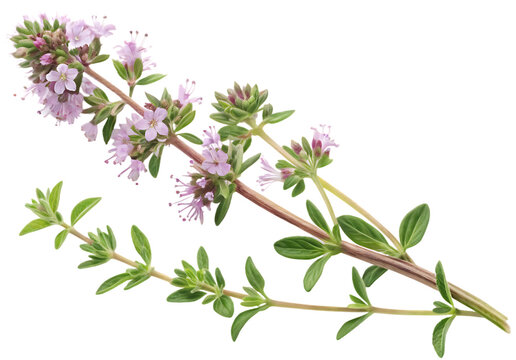 Freshly cut sprig of creeping thyme (Thymus serpyllum)