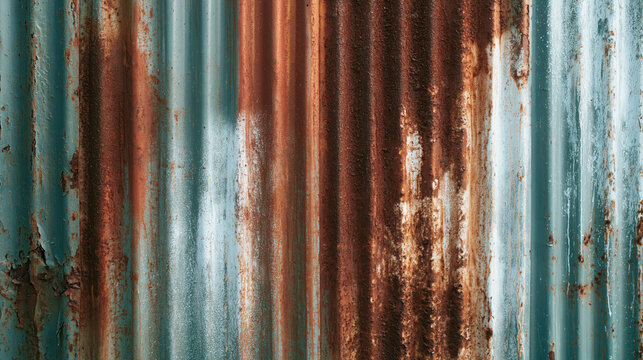Rusted Corrugated Metal Texture Background with Peeling Paint