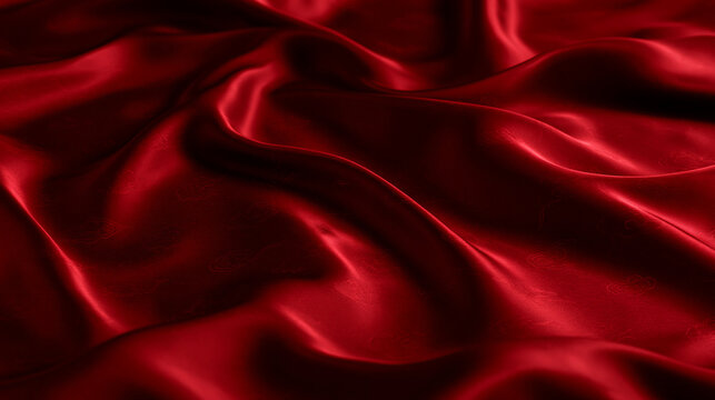 Luxurious Red Silk Satin Fabric Background Texture