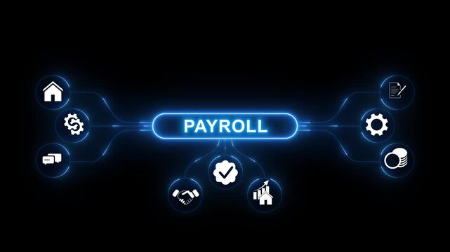 Payroll management concept. payment of salaries to employees, scheduling, and efficient payroll operations. with neon toolbox any item use for animation
