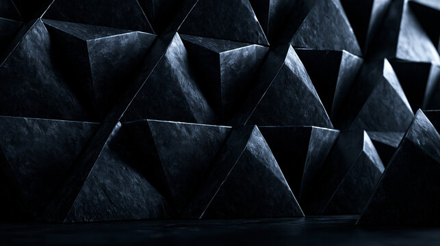 Abstract Black Geometric Pyramids Modern 3D Background