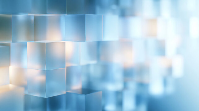 Abstract Blue Glowing Glass Cubes Technology Background