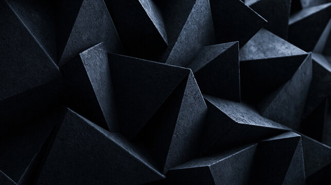 Black Geometric Abstract Faceted 3D Surface Texture