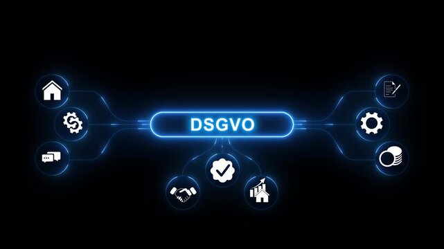 DSGVO, GDPR General data protection regulation european law cyber security personal information privacy concept. 3d Motion graphics of technology . 4k motion