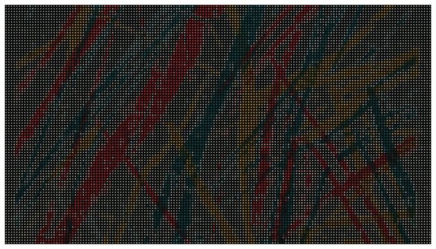 Abstract pixelated strokes pattern in red brown.