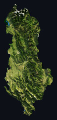 Albania Shaded Relief Map. Hillshaded physical terrain map illustration. Albania elevation, topography, and landforms. © Eugene Ga
