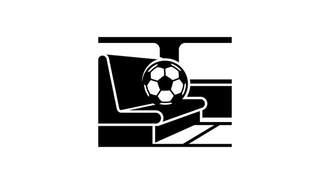 Soccer ball resting on a bus seat flat vector icon