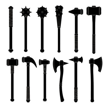 Assorted medieval weapons illustration set