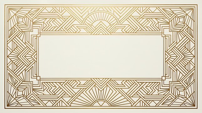 Refined Golden Line Border with Geometric Art Deco Motifs for Modern Certificates elegant golden art deco frame geometric corner minimalist design suitable modern certificate stylish background