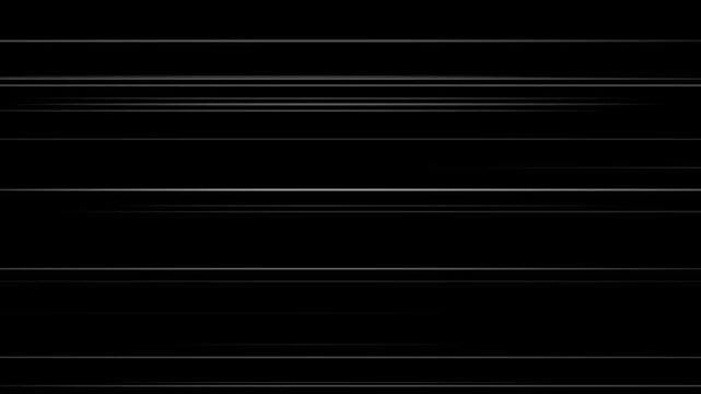 White anime speed lines comic motion on black. Abstract anime background.  Anime Horizontal Speed Lines Seamless recurring speed line background. Comic cartoon concept background. 3D rendering.