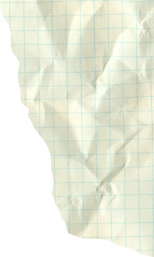 Crumpled Torn Grid Notebook Paper Texture with Ripped Edges and Squared Pattern for Creative Graphic Design Background