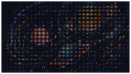 Cosmic planetary system with orbiting moons sun. © Muhayminul