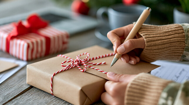Military service member preparing a festive care package with gifts and handwritten letters, Christmas charity, deployed personnel support, holiday donation, emotional connection,