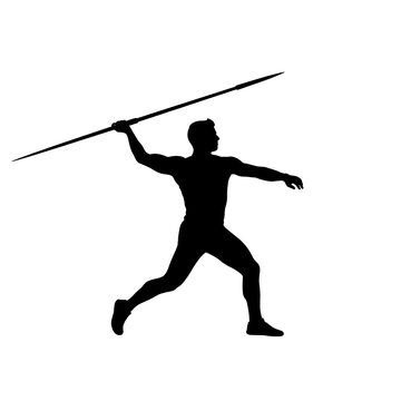 Male athlete silhouette throwing a javelin in track and field event