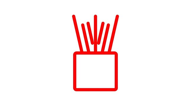 Red reed diffuser line icon isolated on white