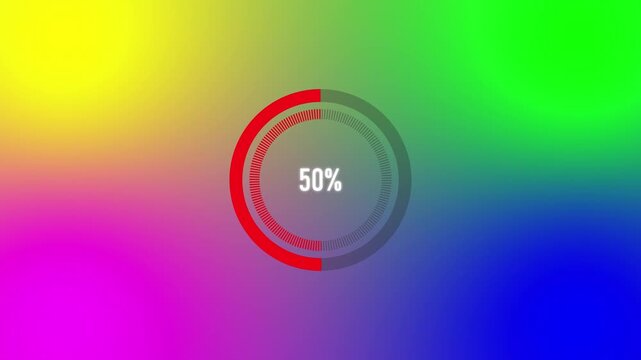 Percent Circular Progress Loading Animation with Colorful Background.4k video