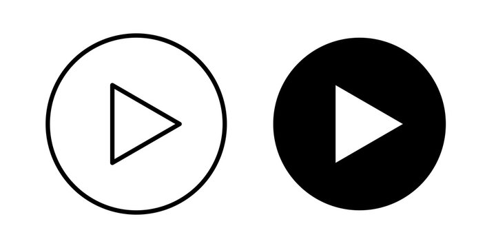 Media play button icon thin symbol kit. EPS10