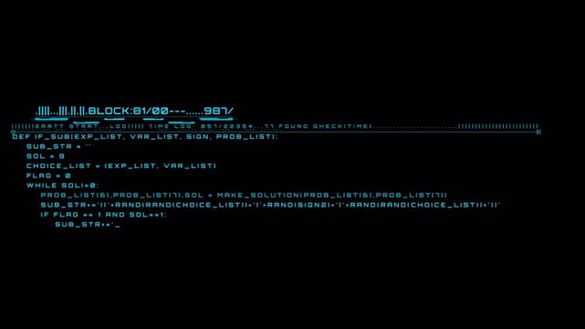 Abstract digital data stream with scrolling green text code on black background.
