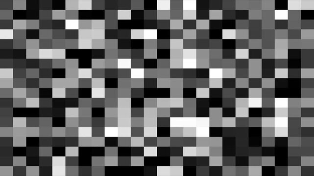 Loopable abstract mosaic blur censored animated. Black and white blocks shifting and changing in a dynamic animation. Digital pixel censored mosaic blocks shifting concept animation.  mosaic blur.