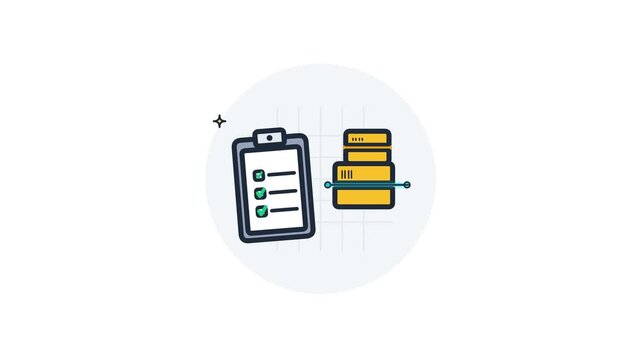 Animated Checklist and Stack of Books Icon for Education and Task Management