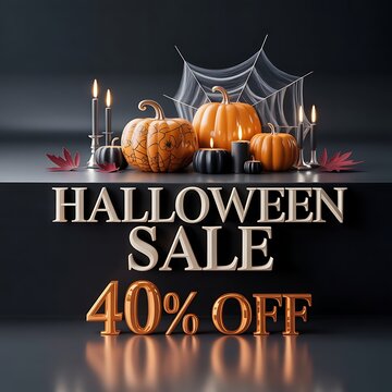 Halloween sale cart poster design with Halloween theme