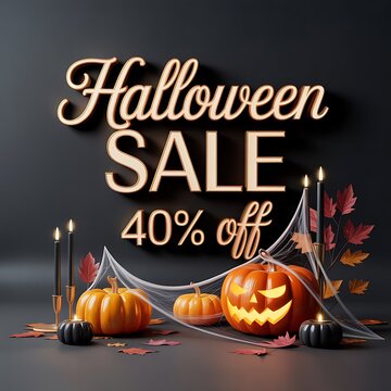 Halloween sale cart poster design with Halloween theme