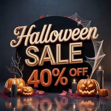 Halloween sale cart poster design with Halloween theme