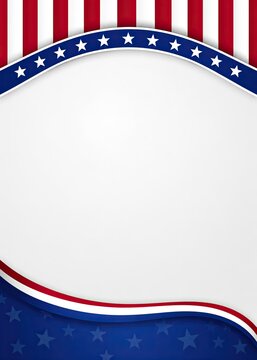 American flag border frame with stars and stripes for patriotic design