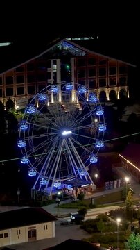 Capivari Village In Campos Do Jordao Sao Paulo Brazil. Breathtaking Aerial View Of Famous Ferris Wheel Of The City. Night Cities Of The World Landscape. Landmark Town. Campos do Jordao Sao Paulo.