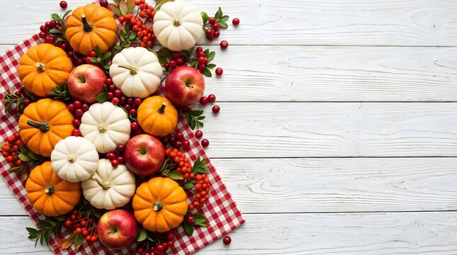 A beautiful autumnal still life featuring pumpkins apples and gourds perfect for thanksgiving decorations and festive fall celebrations