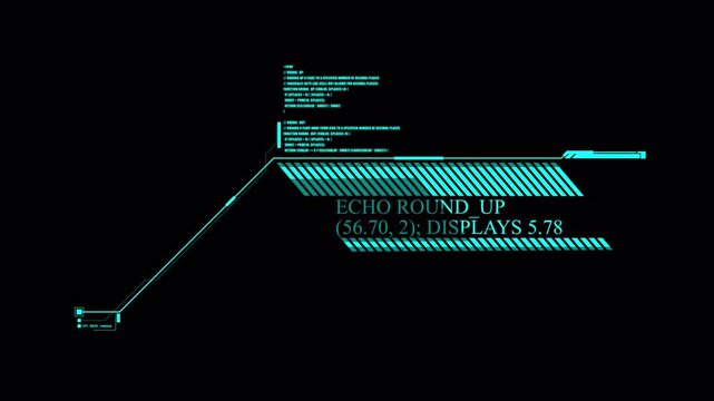 Futuristic Digital HUD Interface Display Element with Animated Data and Text.