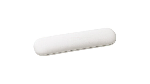 Minimalist white faux leather protective eyewear case with single oblong on transparent background