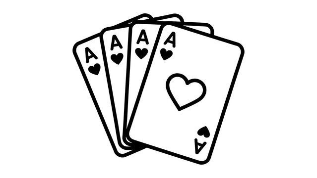 Four aces playing cards vector icon for poker, casino, gambling, and game UI