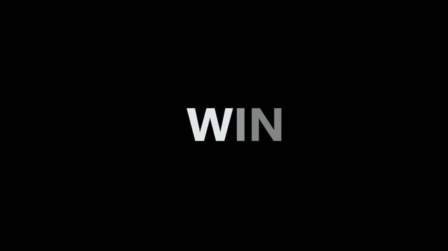 WIN Typography Glitch and Flashing Light Effect  Flickering WIN Text Animation on Black Background