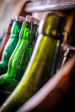 old glass bottles - close up