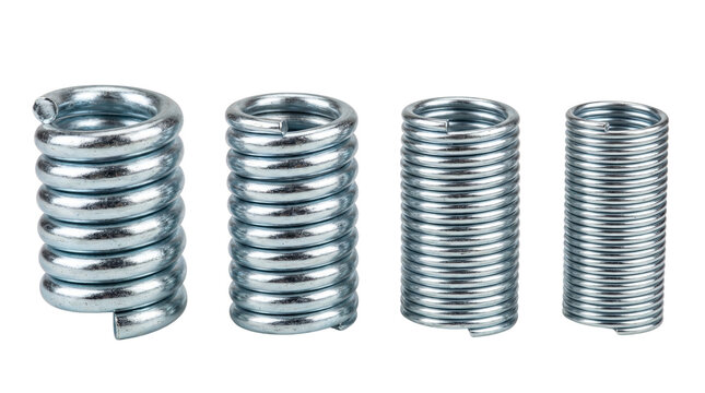 four metal coil springs isolated on transparent background png