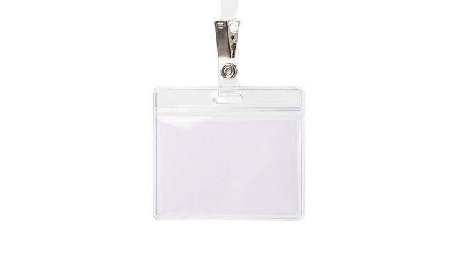 clear plastic id badge holder isolated on transparent background png