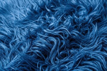 Obraz premium Abstract Blue Faux Fur Texture Background. Soft Shaggy Long Hair Carpet or Rug Surface for Design and Decor.