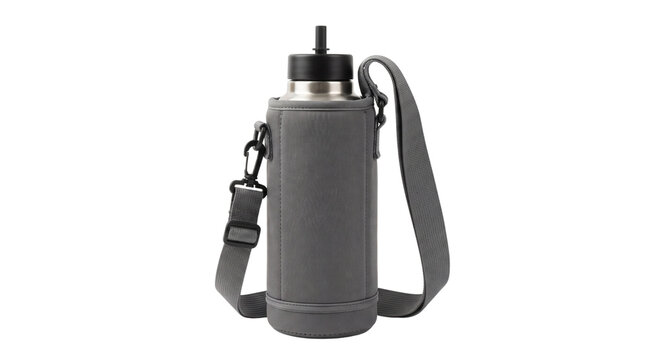 dark gray water bottle carrier isolated on transparent background png