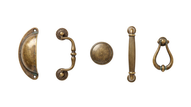 antique bronze cabinet handles isolated on transparent background png