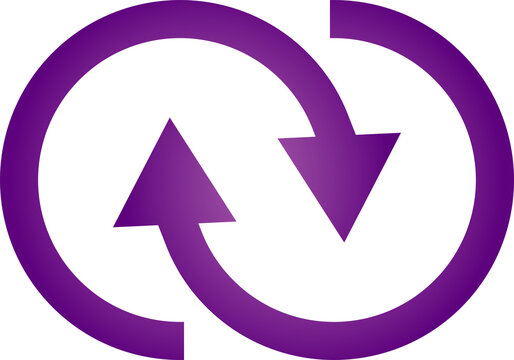 Refresh Arrows PNG with Two Purple Circular Arrows, Isolated on Transparent Background for Reload, Sync, Repeat, Update, and Rotation Symbols