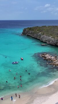 Daaibooi Beach In Willemstad Netherlands Curacao. Stunning Tropical Coastline Beach Scene Viewed From Above. Landmark Coast. Tropical Skyline. Willemstad Netherlands.