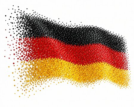 Germany flag made of small particles waving in a dynamic and artistic motion design