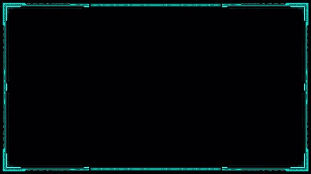 Futuristic HUD digital interface frame with neon glowing teal border design.