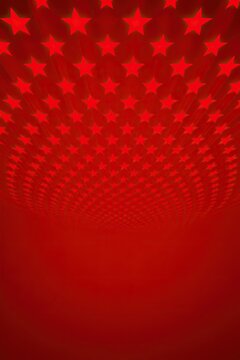 Red background with many small stars arranged in a perspective pattern