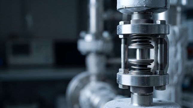Close-up of industrial piping with bellows expansion joint, suggesting fluid systems and mechanical engineering applications