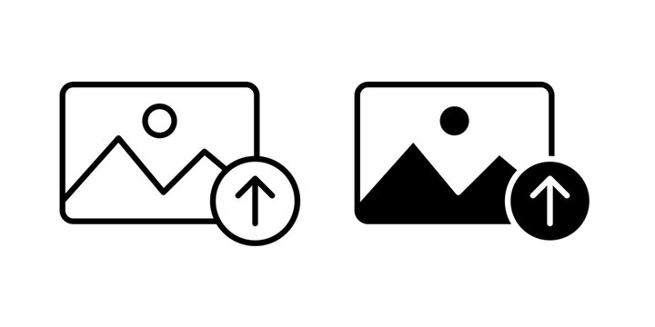 Upload photo icon thin symbol kit. EPS10