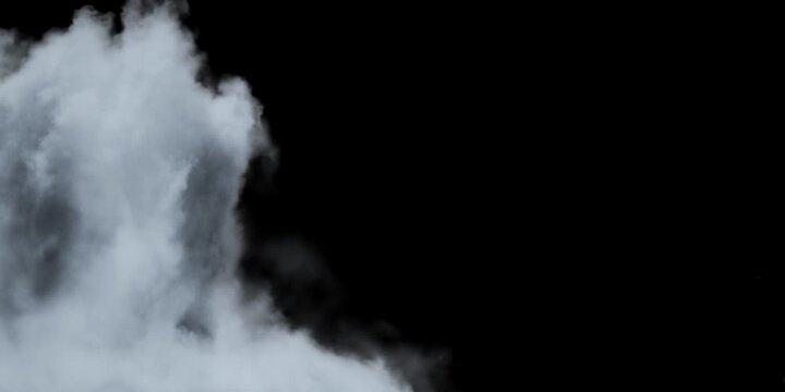 Detailed slow motion rising smoke isolated on black background. Cinematic fog overlay with soft swirling motion, ideal for VFX compositing, transitions and atmosphere.